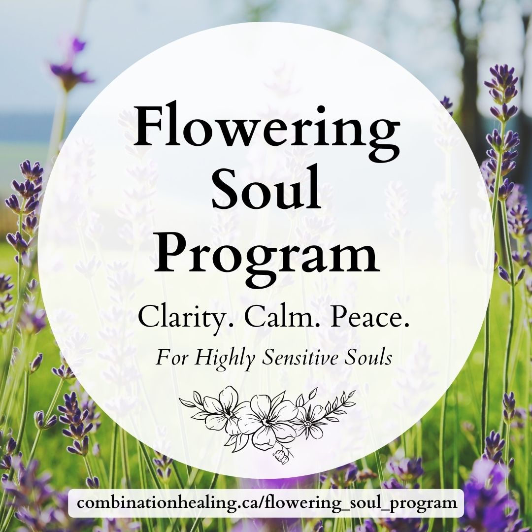 words Flowering Soul Program on background of lavendar